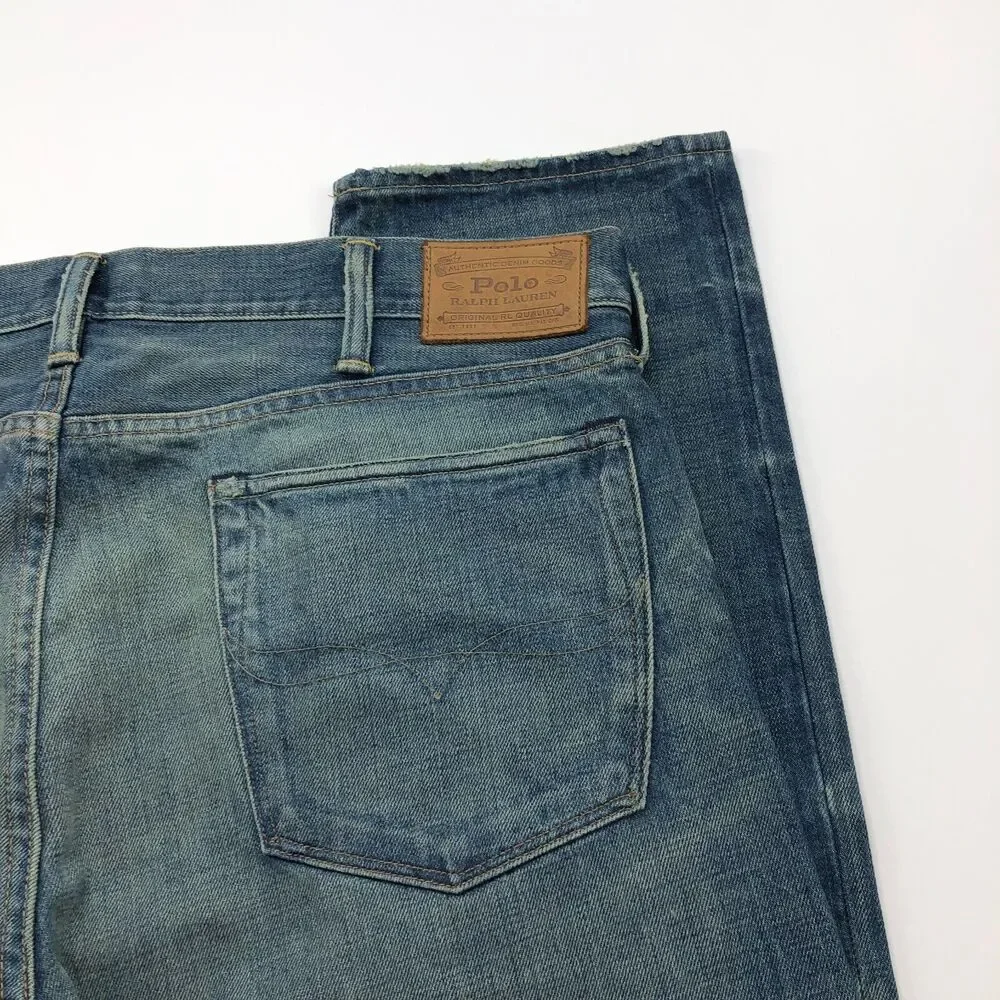 Polo Ralph Lauren Tapered 38x30 (Fits 40W 30L) Mid Rise Denim Blue Jeans